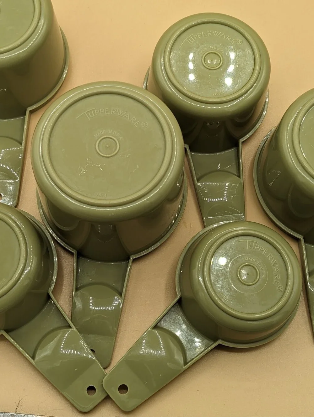 Vintage Tupperware MEASURING Cups Avocado 6 Cups 1/4 766 1 - 1 Cup 761  1